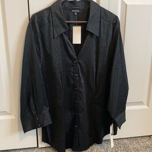 NWT Unique Spectrum Stretch Blouse, Black, Size 3X.